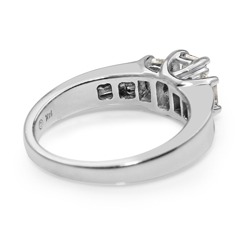 14ct White Gold Radiant and Emerald Cut Diamond Ring