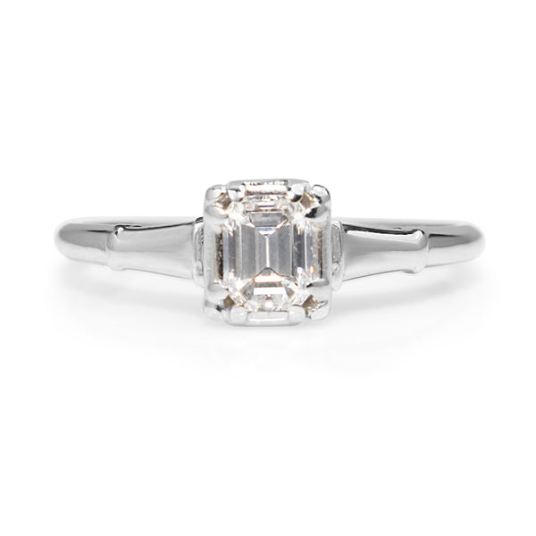 18ct White Gold Emerald Cut Diamond Solitaire Ring