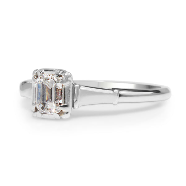 18ct White Gold Emerald Cut Diamond Solitaire Ring