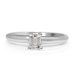 Platinum Emerald Cut Diamond Solitaire Ring