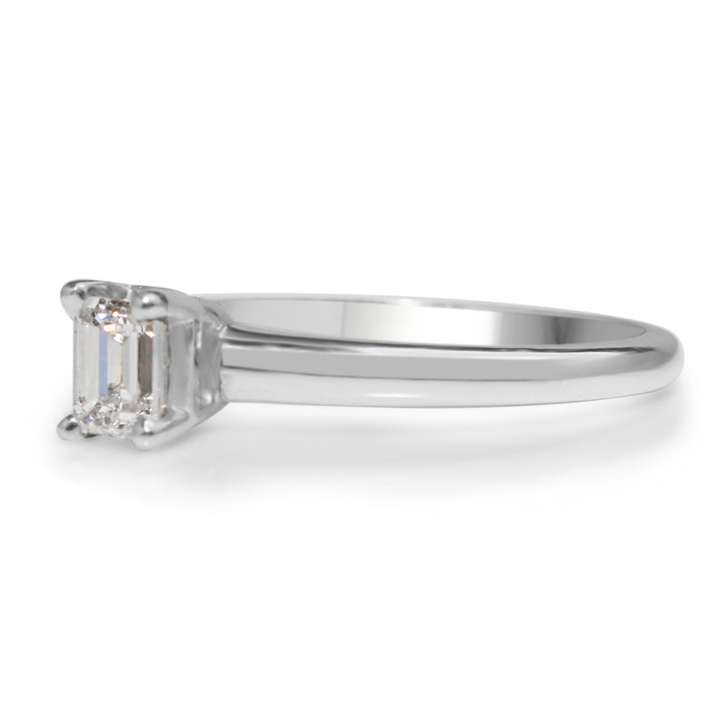 Platinum Emerald Cut Diamond Solitaire Ring