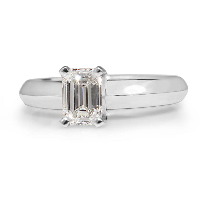 18ct White Gold Emerald Cut Diamond Solitaire Ring