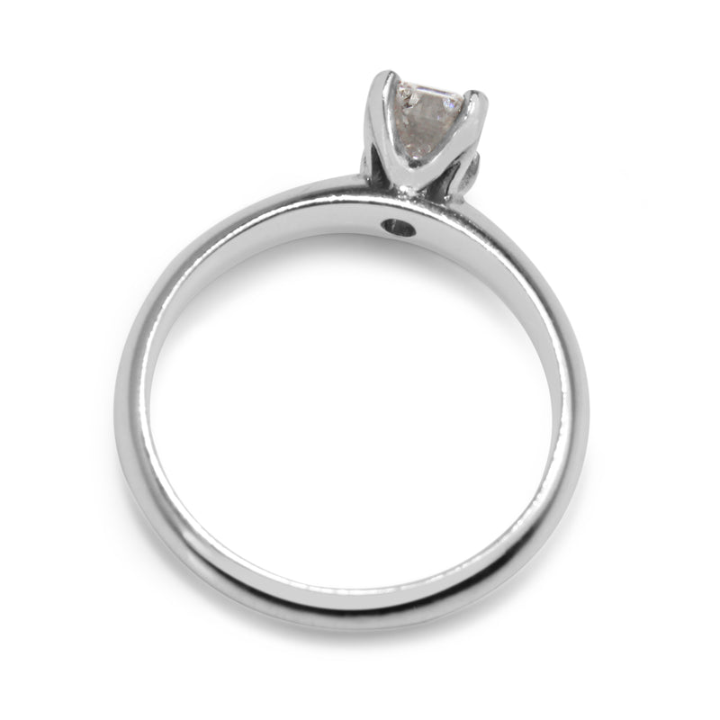 18ct White Gold Emerald Cut Diamond Solitaire Ring