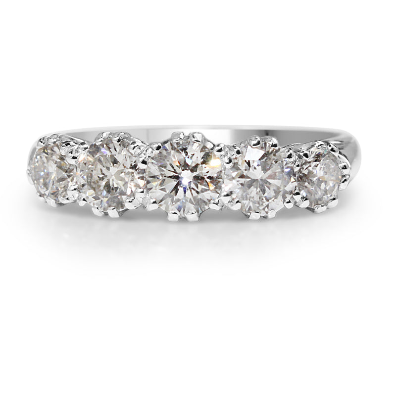 18ct White Gold Antique Style 5 Stone Diamond Ring