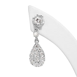 18ct White Gold Vintage Diamond Drop Earrings