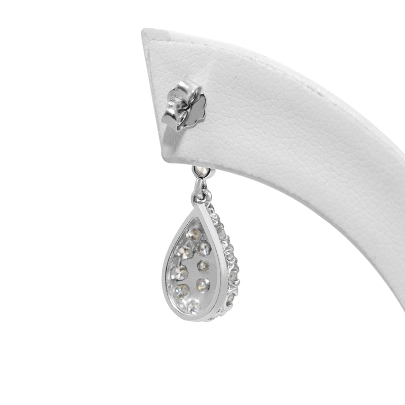 18ct White Gold Vintage Diamond Drop Earrings