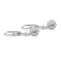 18ct White Gold Diamond Daisy Drop Earrings