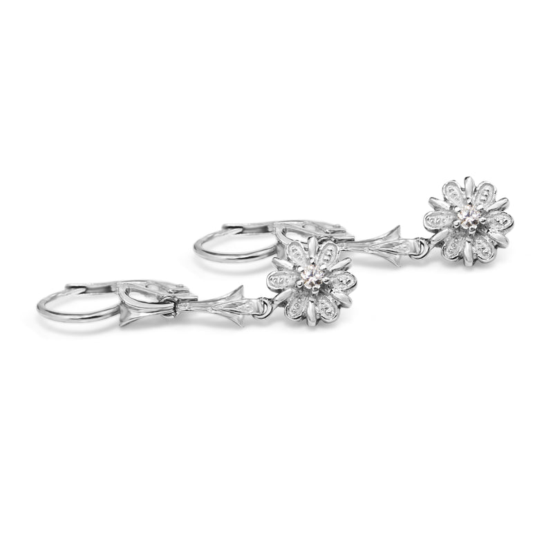 18ct White Gold Diamond Daisy Drop Earrings