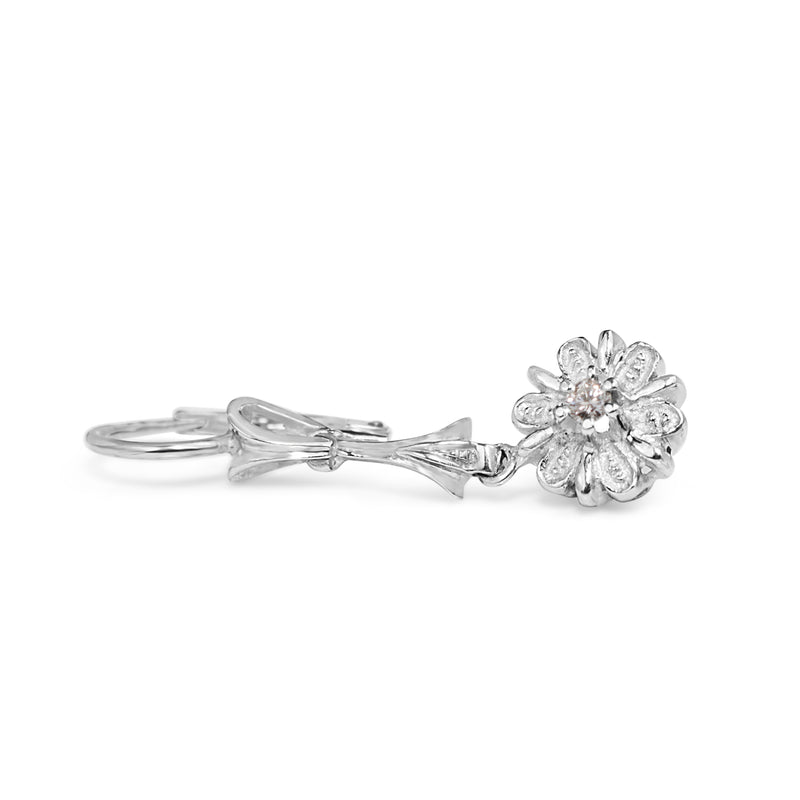 18ct White Gold Diamond Daisy Drop Earrings