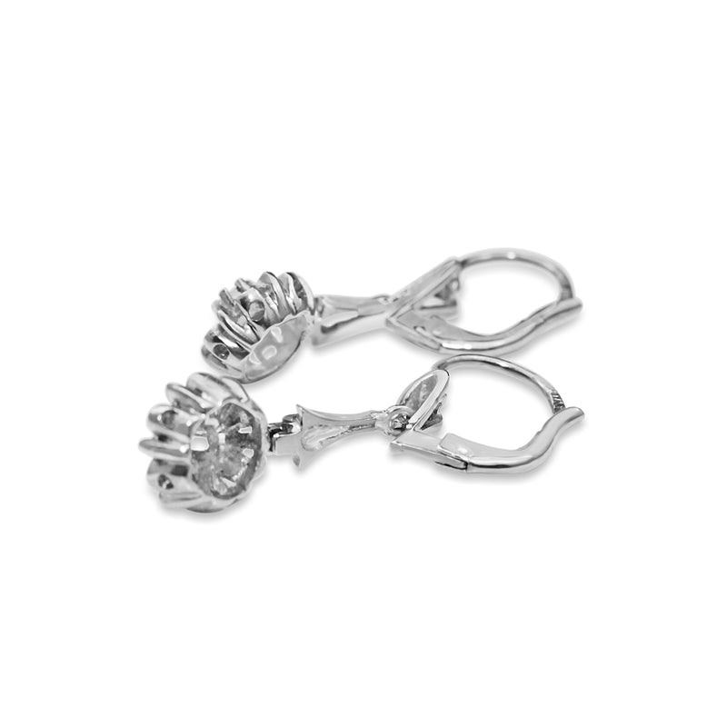 18ct White Gold Diamond Daisy Drop Earrings