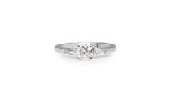 18ct White Gold Solitaire and Baguette Diamond Ring