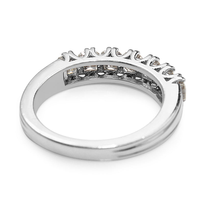 18ct White Gold Asscher Cut 7 Stone Diamond Ring