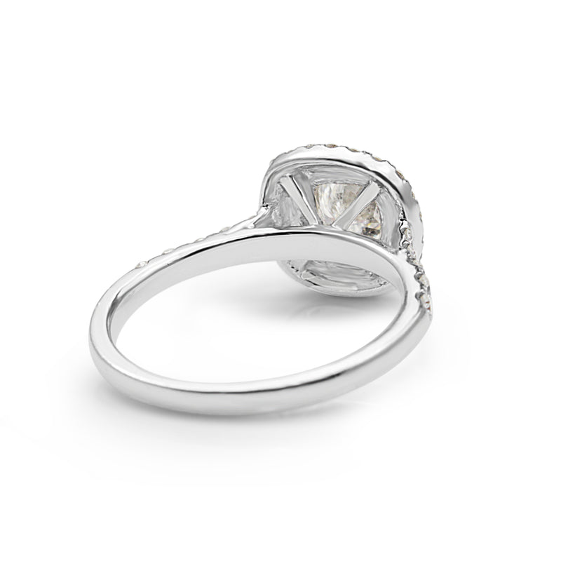 18ct White Gold Cushion Diamond Double Halo Ring