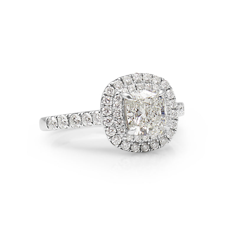 18ct White Gold Cushion Diamond Double Halo Ring