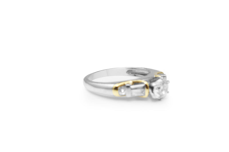 Platinum and 18ct Yellow Gold Diamond Solitaire Ring