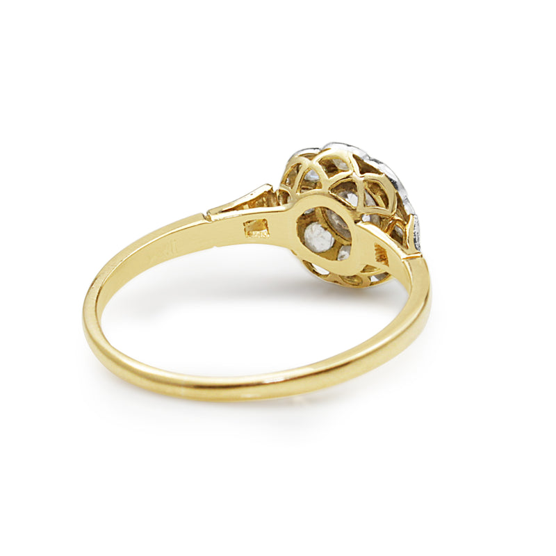 18ct Yellow and White Gold Antique Diamond Daisy Ring
