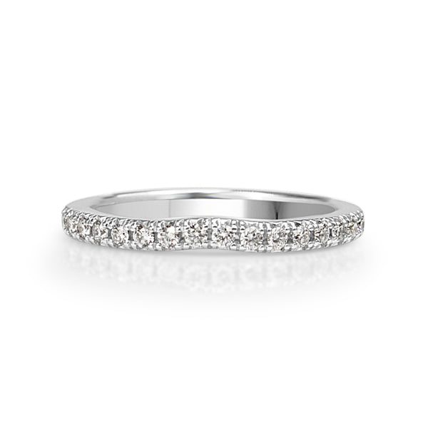 14ct White Gold Diamond Curved Band