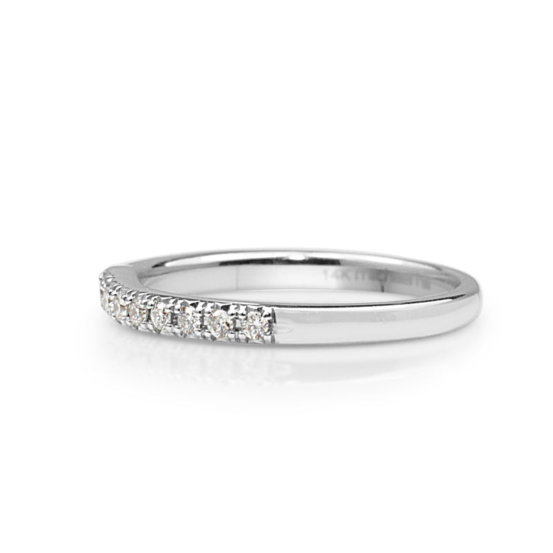 14ct White Gold Diamond Curved Band