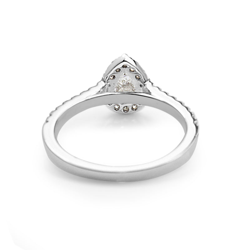 18ct White Gold Pear Shape Diamond Halo Ring