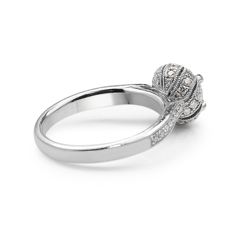 18ct White Gold Deco Style Halo Diamond Ring