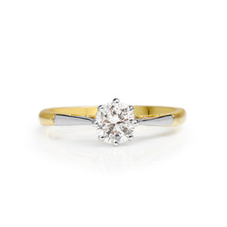 Platinum and 18ct Yellow Gold Antique Old Cut Solitaire Ring