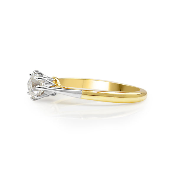 Platinum and 18ct Yellow Gold Antique Old Cut Solitaire Ring