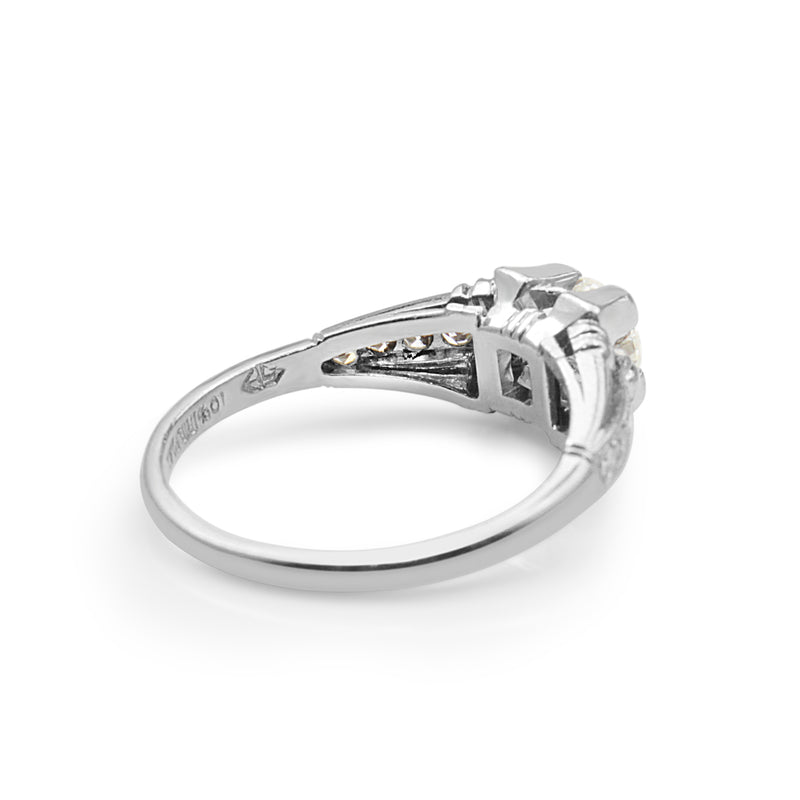 Platinum Deco Old Cut Diamond Ring