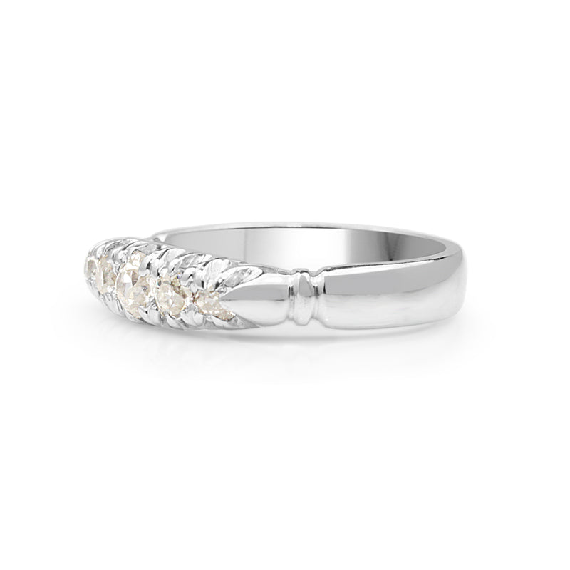 18ct White Gold Old Cut 5 Stone Diamond Ring