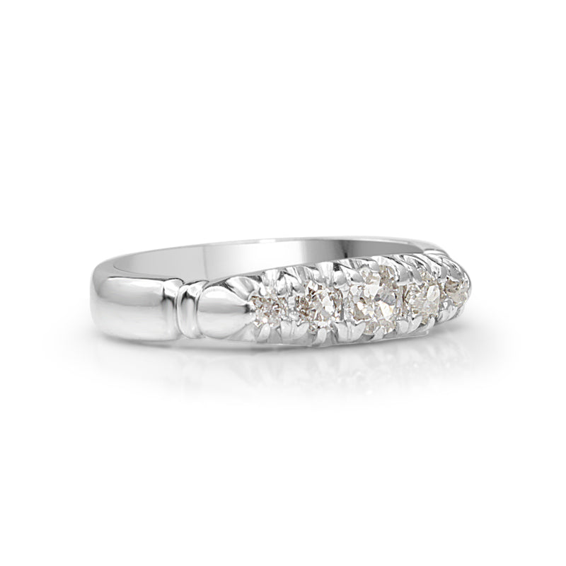 18ct White Gold Old Cut 5 Stone Diamond Ring