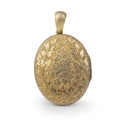 18ct Yellow Gold Large Engraved Locket