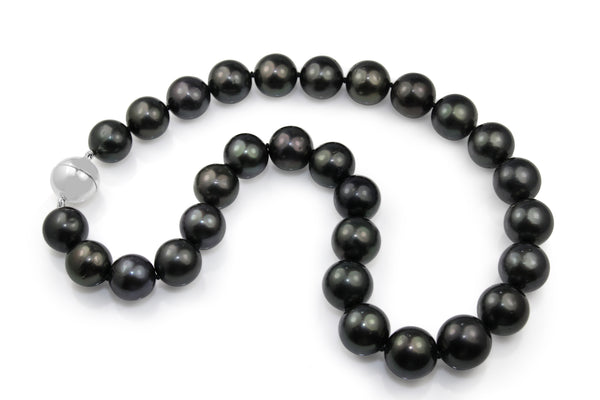 13mm - 15mm Tahitian Pearl Necklace With Silver Clasp