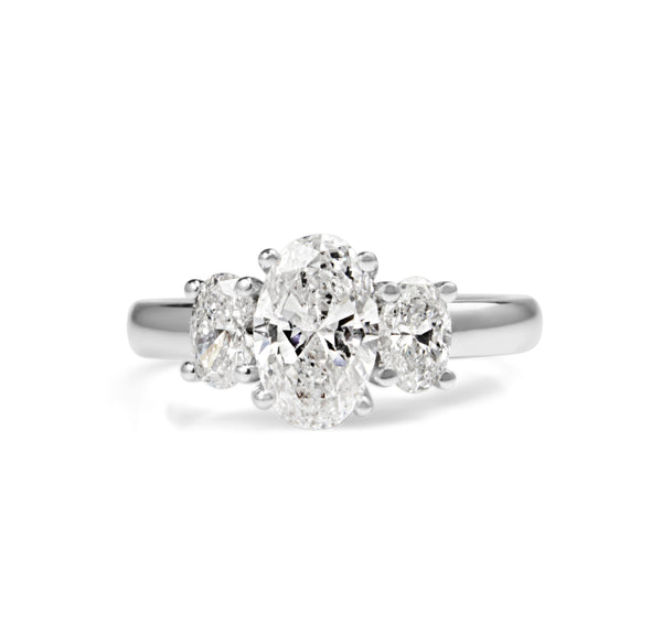 18ct White Gold 3 Stone Oval Diamond Ring