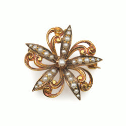 18ct Yellow Gold Antique Pearl Brooch