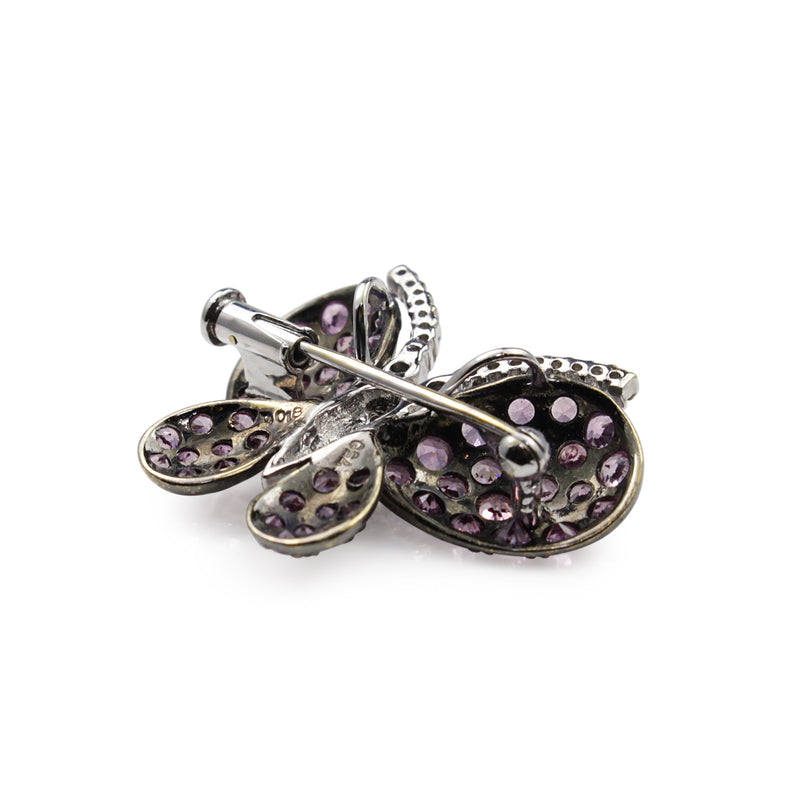 18ct White Gold Pink Sapphire and Diamond Butterfly Brooch