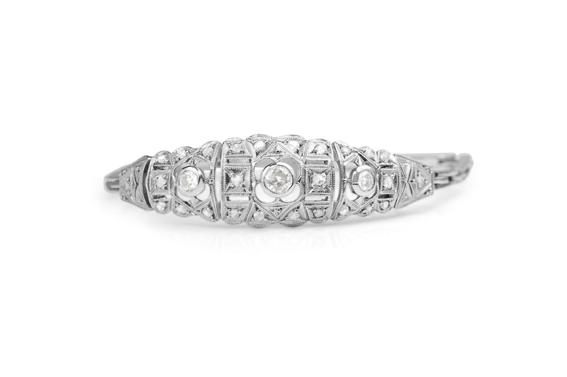 Platinum and 18ct White Gold Art Deco Diamond Bracelet