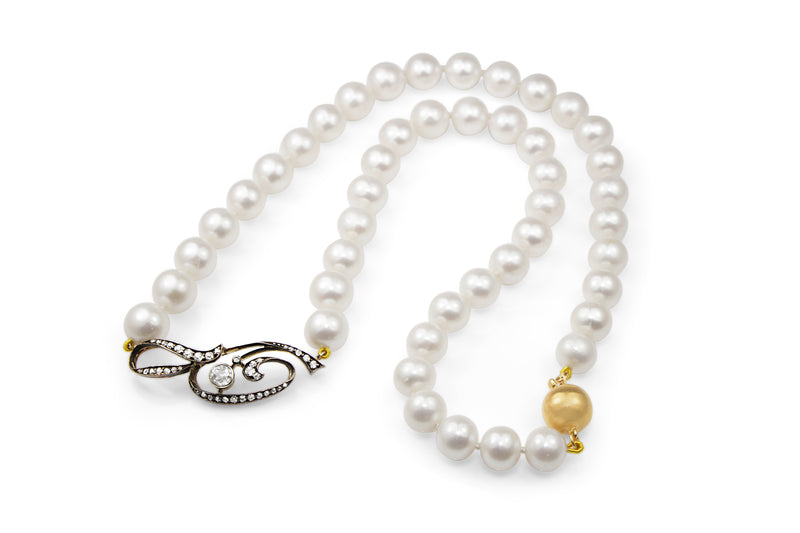 14ct Gold Cultured Pearl Diamond Necklace