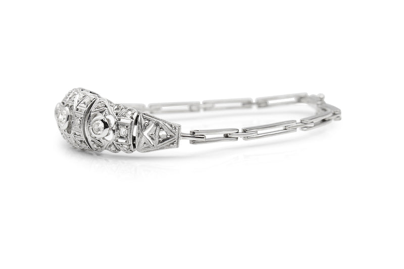 Platinum and 18ct White Gold Art Deco Diamond Bracelet