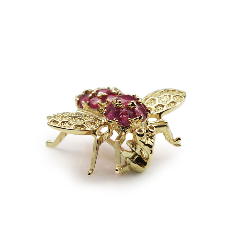 14ct Yellow Gold Ruby Bee Brooch