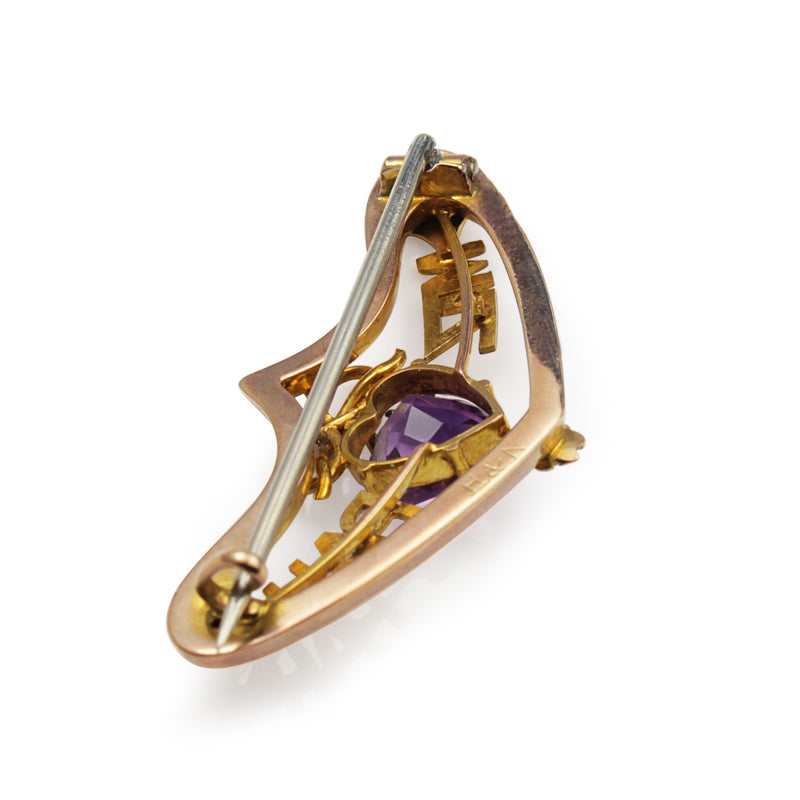 9ct Rose Gold Amethyst MIZPAH Brooch