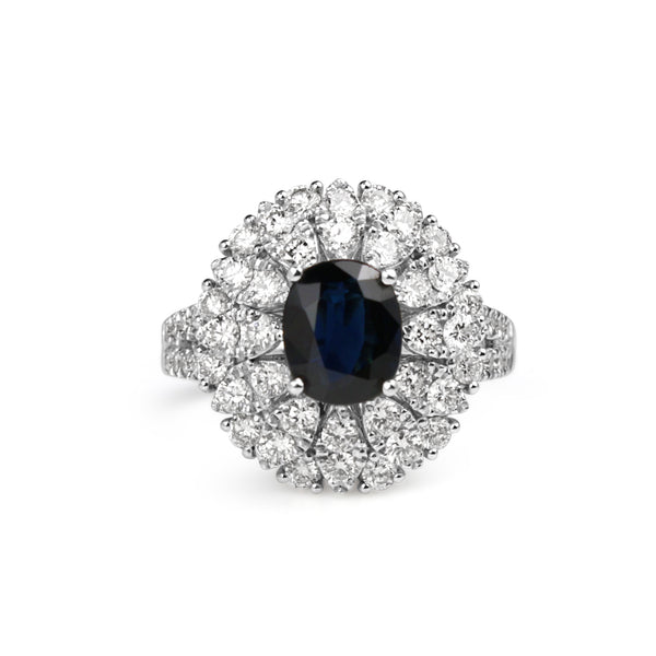 18ct White Gold Sapphire and Diamond Ring