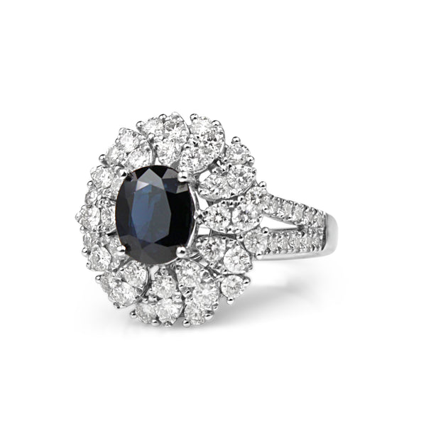 18ct White Gold Sapphire and Diamond Ring