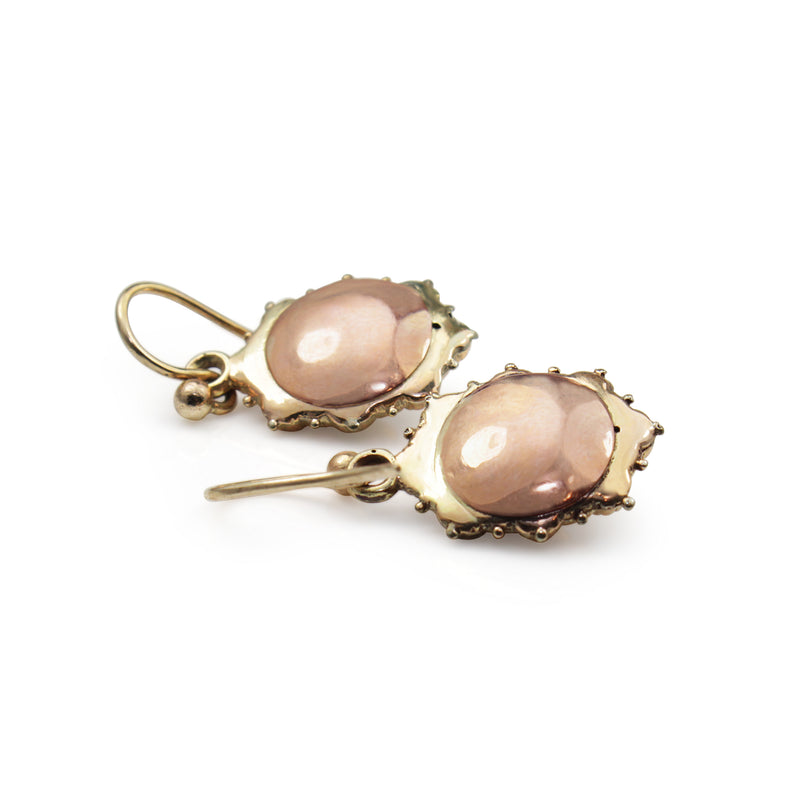 9ct Yellow and Rose Gold Antique Pearl Drop Earrings