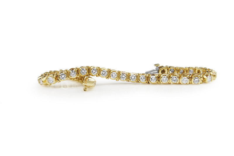 14ct Yellow Gold Diamond Tennis Bracelet