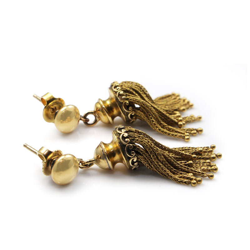 18ct Yellow Gold Antique Tassel Earrings