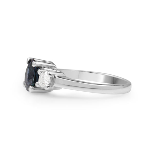 18ct White Gold Sapphire and Diamond 3 Stone Ring