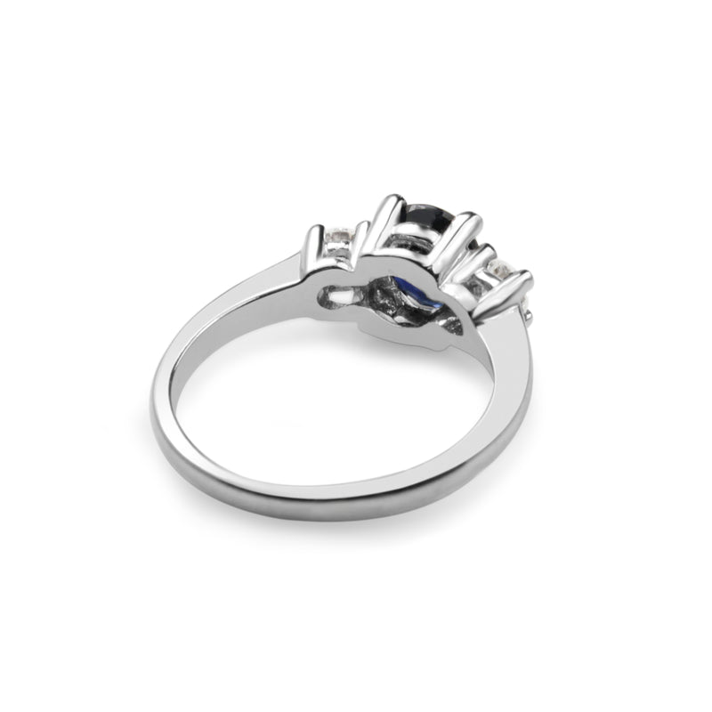 18ct White Gold Sapphire and Diamond 3 Stone Ring