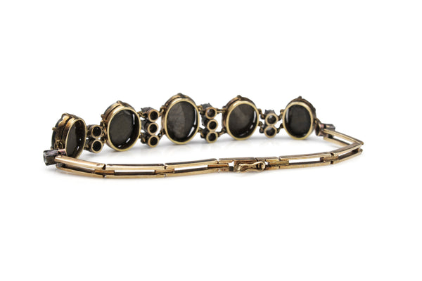 9ct Yellow Gold Antique White and Black Star Sapphire Bracelet