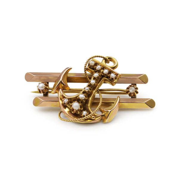 15ct Yellow Gold Antique Anchor Brooch