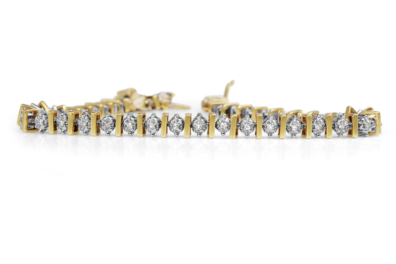 10ct Yellow and White Gold Diamond Tennis Bracelet
