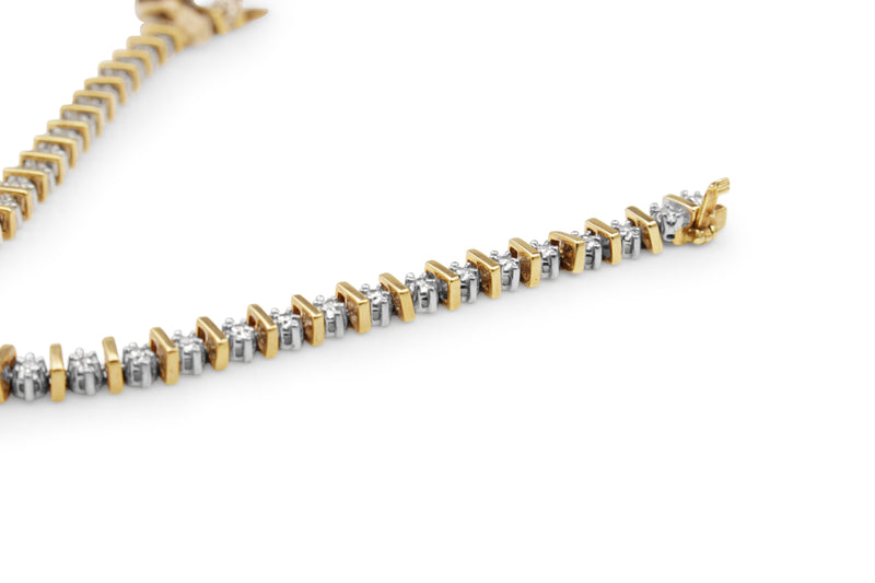 10ct Yellow and White Gold Diamond Tennis Bracelet